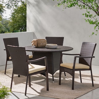 Palmers Outdoor 5-piece Wicker Dining Set with Cushions by Christopher Knight Home