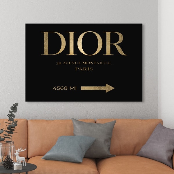  The Oliver Gal Artist Co. Fashion and Glam Contemporary Wrapped  Canvas Wall Art Parisian Road Sign Living Room Bedroom and Bathroom Home  Decor 30 in x 20 in White and Gold 