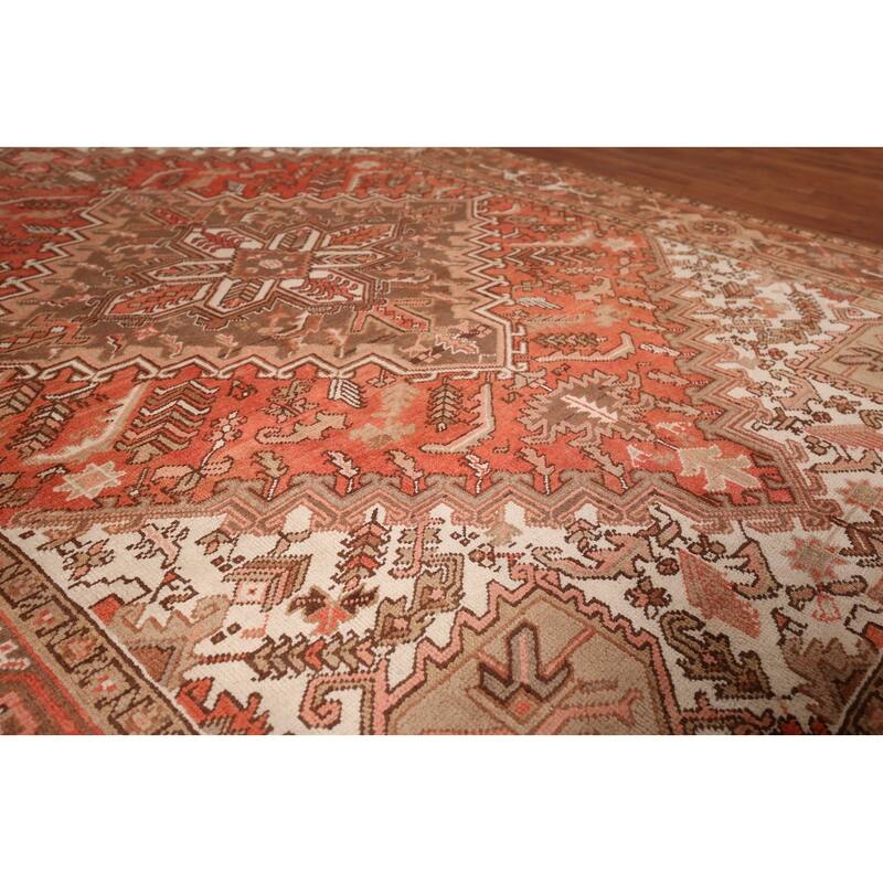 Geometric Heriz Persian Vintage Wool Carpet - 6'6"x 9'6"