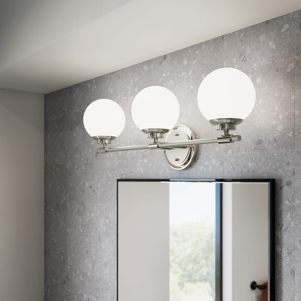 Benno 24.5 in. 3-Light Bathroom Vanity Light with Opal Glass