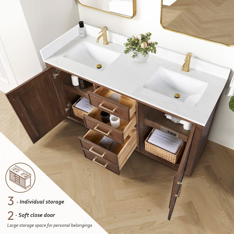 Jakarta Bath Vanity with Quartz Stone Top without Mirror