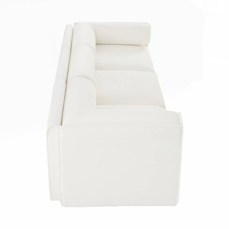 Cylindrical Backrest and Armrests Chenille Sofa with Storage Seat