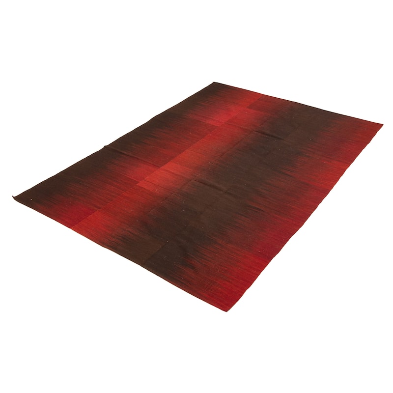 ECARPETGALLERY Flat-Weave Ankara FW Red Wool Kilim - 6'8 x 9'3