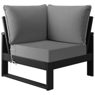 Polytrends Endless Patio Deep Seating Corner Chair with Black Frame