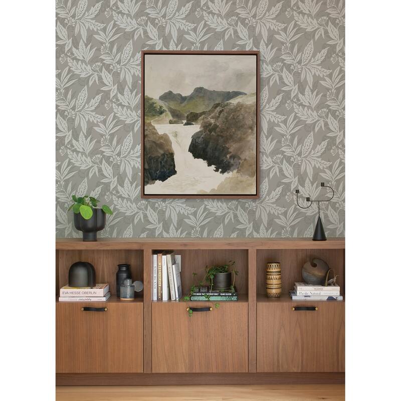 A-Street Prints Anita Pewter Woodland Floral Wallpaper