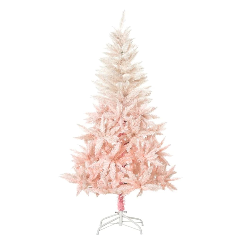 Pink Artificial Christmas Tree PVC Metal 450 Tips Lifelike Holiday Decor Easy Setup Flame Retardant - 29.5" x 59" H