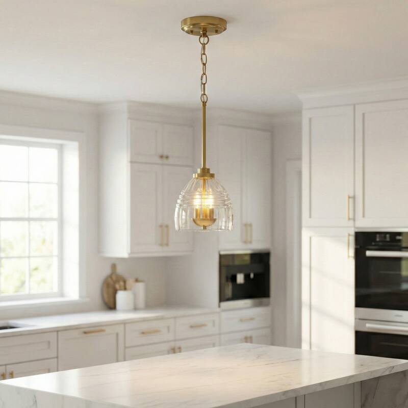 Scartex 3-Light Chain Pendant with Clear Glass Shade - Gold