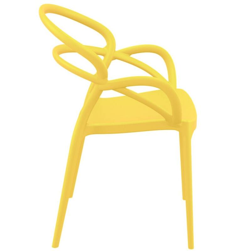 33" Yellow Outdoor Patio Round Dining Arm Chair