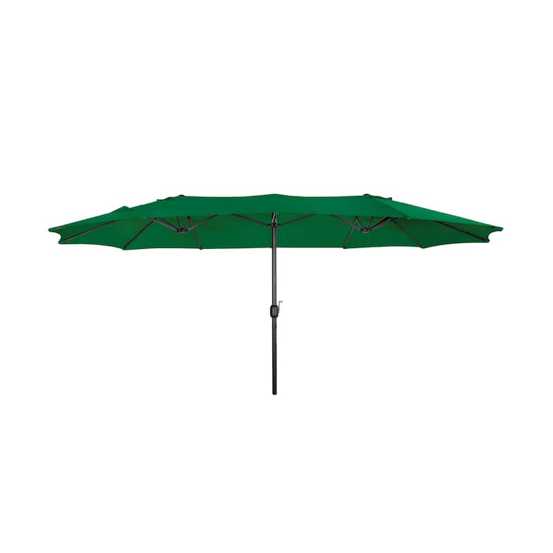 Johnn 15-foot Double-Sided Outdoor Offset Patio Twin Umbrella - Dark Green
