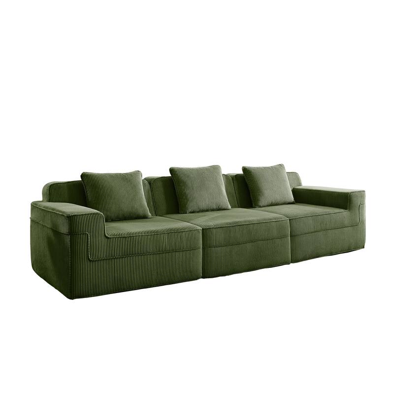 GDFStudio - Modular 3-Seater 117.3" Corduroy Boneless Cloud Sofa