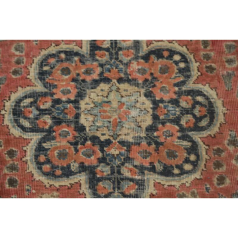 Hand Knotted Oriental 100% Wool Carpet Traditional Floral Coral Tabriz Area Rug - 5' 7'' X 4' 3''