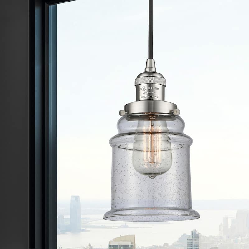 Innovations Lighting Canton 6" Wide Mini Pendant - Cord Suspension - Polished Chrome / Seedy