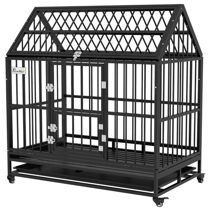 Spacious Small Animal Cage with Wheels, Removable Tray, and Open Roof for Easy Cleaning - 48.4" L x 29.1" W x 49.2" H