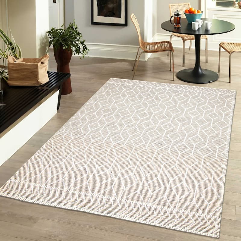 ECARPETGALLERY Braid weave Sienna Cream Wool Rug - 6'1 x 9'1