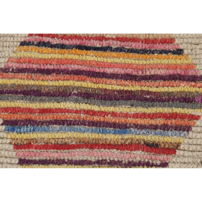 Geometric Striped Moroccan Area Rug Handmade Wool Carpet - 5'9"x 9'8"