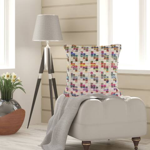 Eclectic Multicolored Chindi Throw Pillow