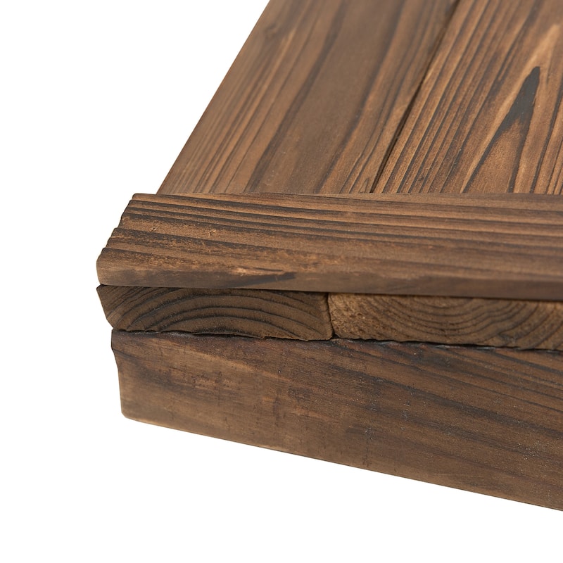 Outsunny 3.3ft Wooden Garden Bridge Arc Stained Finish Walkway with Half Wheeled Railings, Stained Wood