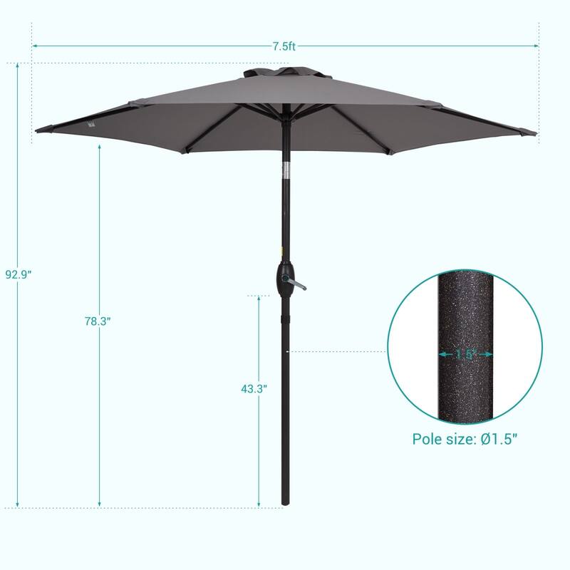 Bonosuki 7.5-foot Waterproof Sunshade Canopy Patio Umbrella