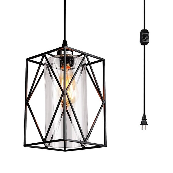 Shop Industrial glass plug in cord on or off dimmer switch swag pendant light - Free Shipping