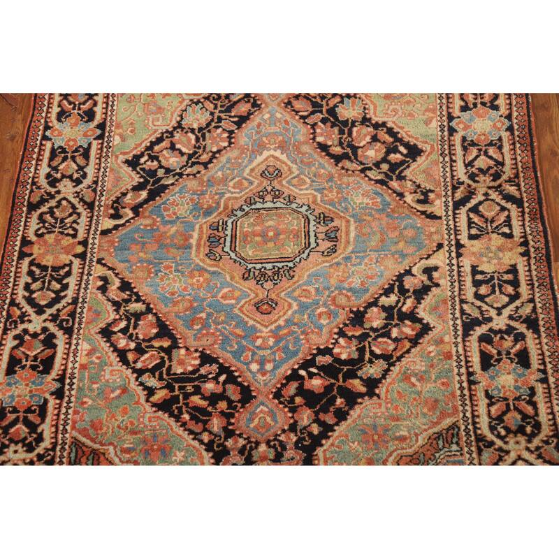 Hand Knotted Oriental 100% Wool Carpet Traditional Medallion Navy Blue & Blues Sarouk Area Rug - 4' 7'' X 3' 6''
