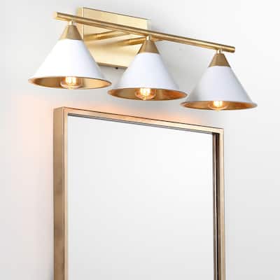 Caleb Metal Vanity, White/Gold by JONATHAN Y