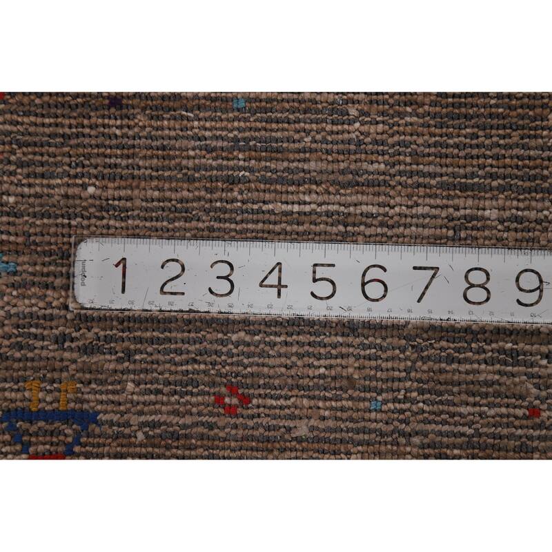 Brown Gabbeh Oriental Area Rug Hand-Knotted Silk Carpet - 8'11" x 11'8"