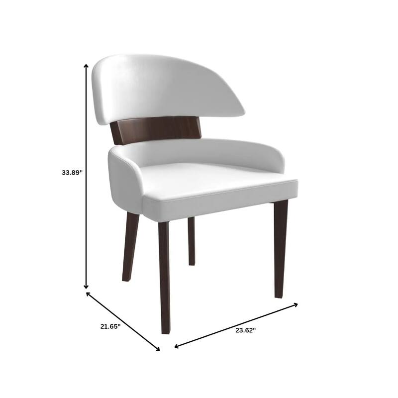 Ethos Leather Dining Chair with Rubberwood Legs Curved Back Accent Chair for Kitchen and Dining Room Set of 2