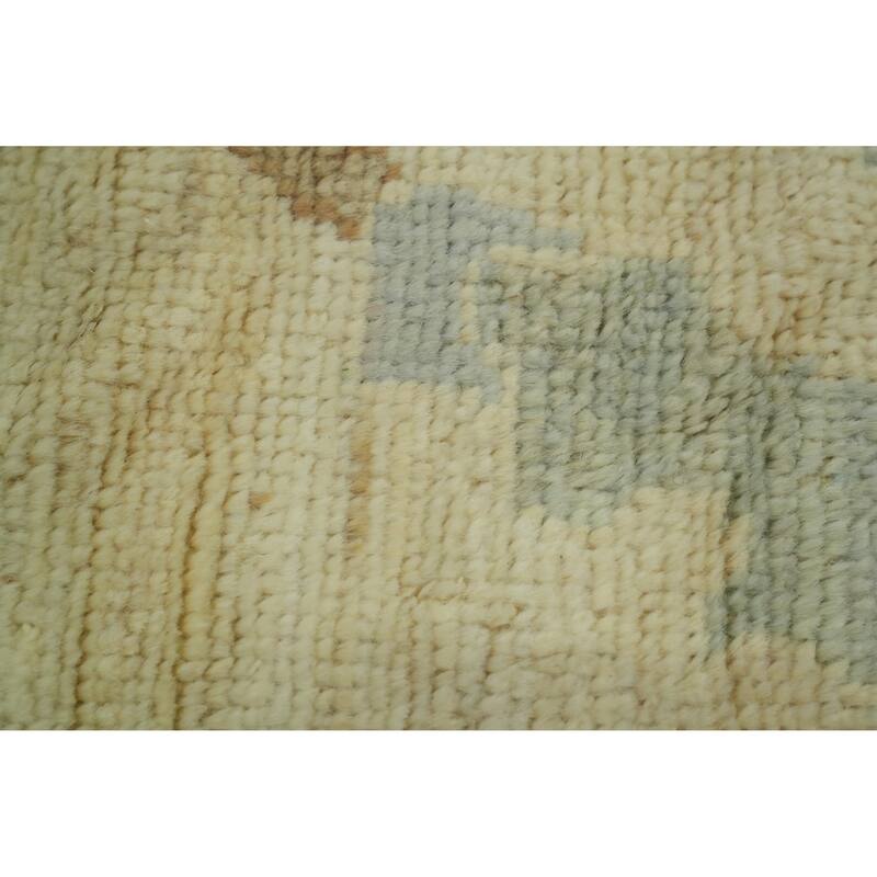 Vegetable Dye Gray Oushak Turkish Large Rug, Floral Geometric Carpet - 13' 9'' X 10' 3''