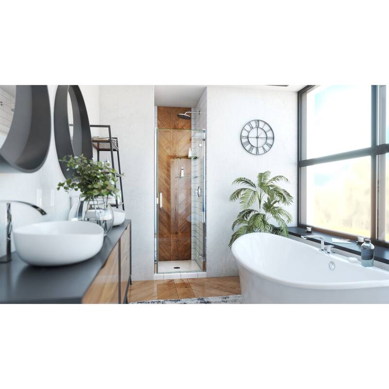 DreamLine Alliance Swing 24 in. W x 72 5/8 in. H Semi-Frameless Swing Shower Door in Chrome and Clear Glass