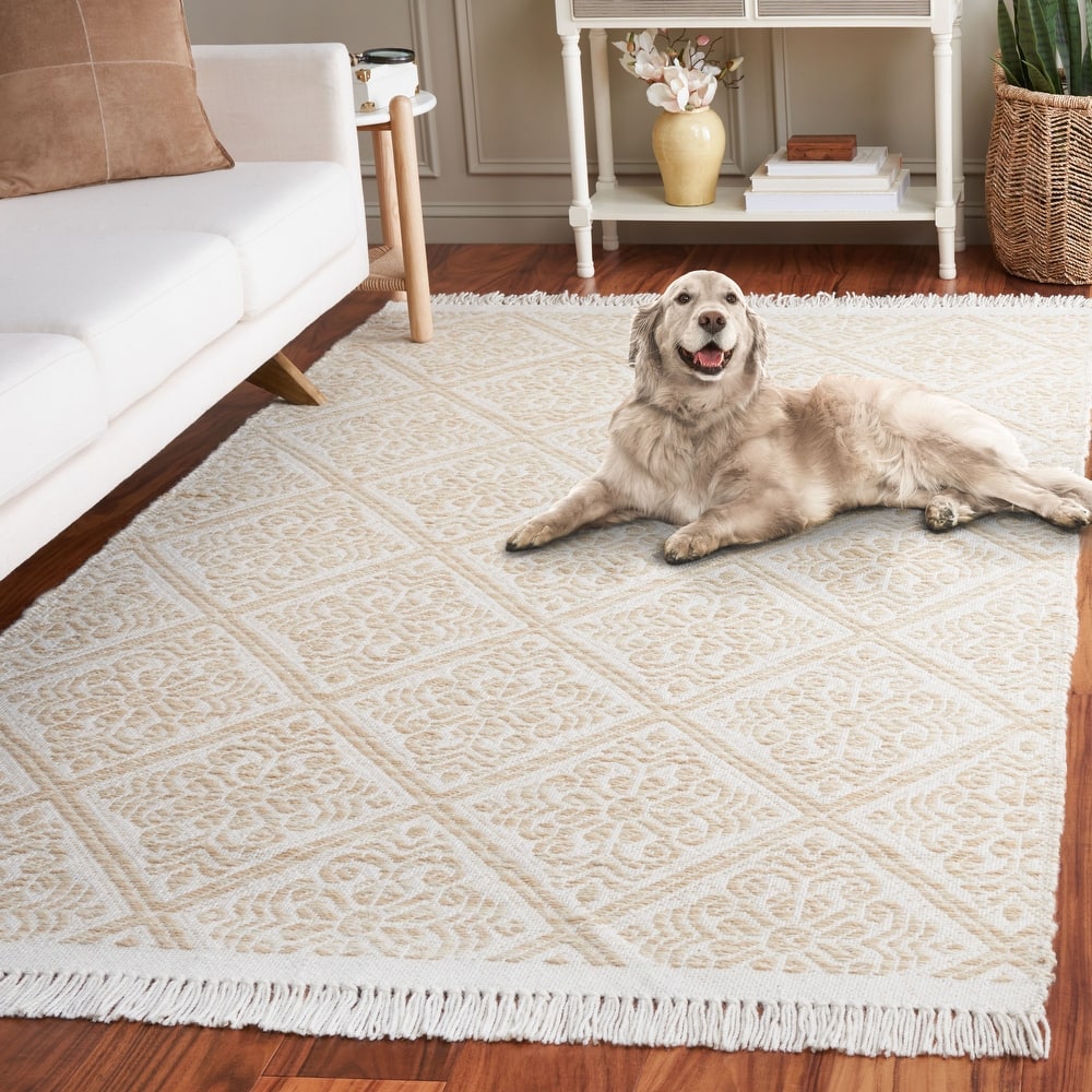 SAFAVIEH Handmade Kilim Ozgen Trellis Tassel Wool Rug