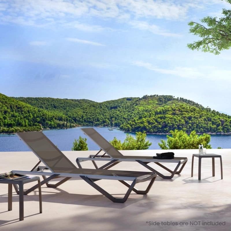 Furnish Theory Seabreeze Deck Patio Sunloungers Lounge Chairs Outdoor Chaise Lounges (Various Frame & Mesh Colors; Set of 2)