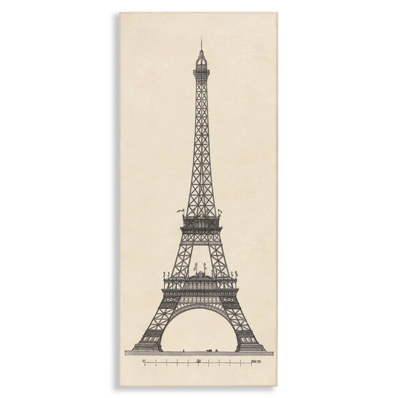Stupell Parisian Tower Illustration Canvas Wall Art Design By Phillipa Katz - 10 x 24