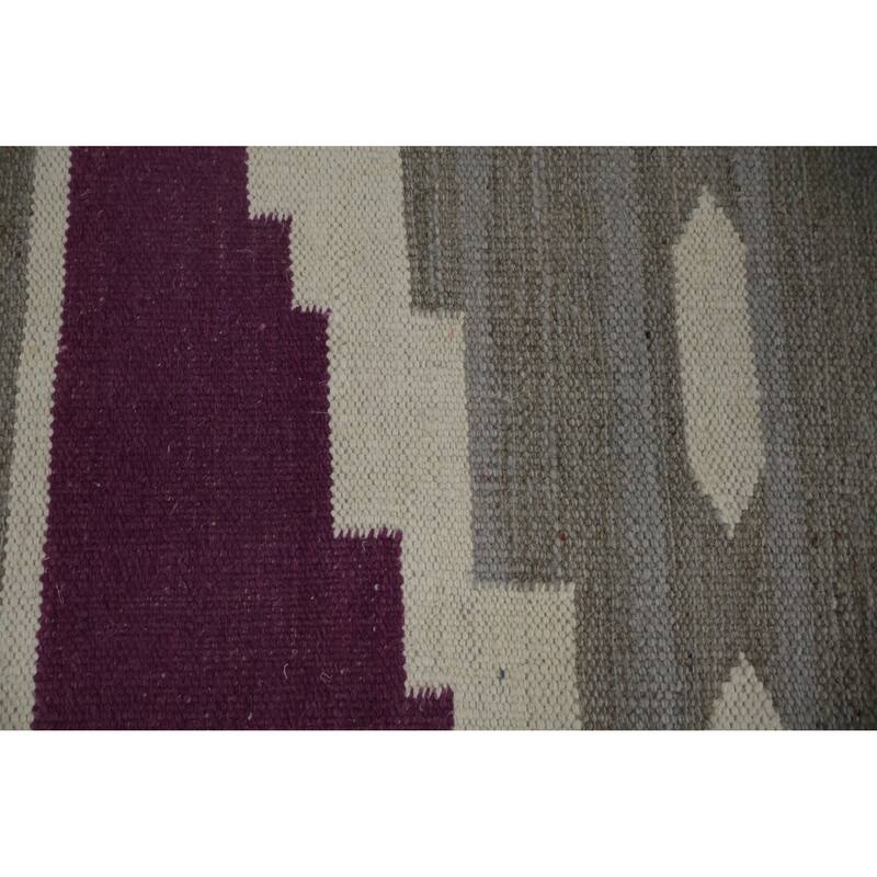 Hand Woven Oriental 100% Wool Carpet Southwestern Tribal Greys & Charcoal Kilim Area Rug - 10' 3'' X 8' 3''
