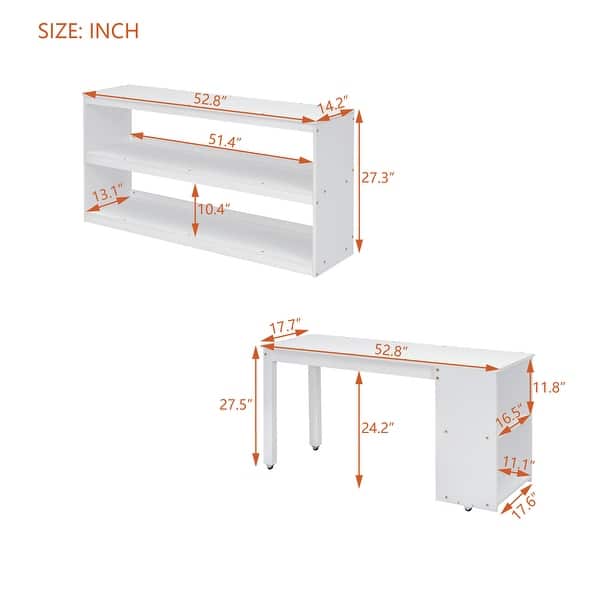 dimension image slide 2 of 6, Full Loft Bed with Retractable Desk & Guardrails - Multi-Functional