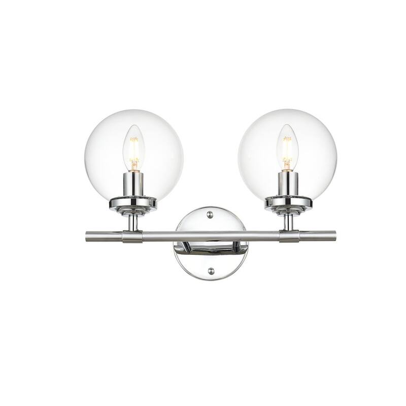 Inzo 1 Light Black and Clear Bath Sconce - Chrome - 15