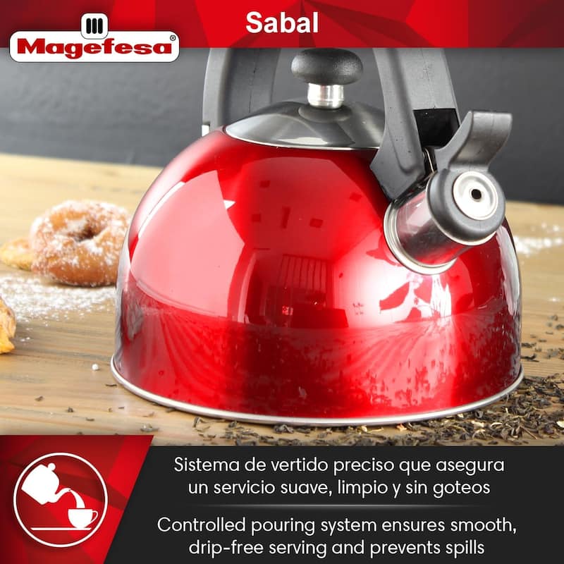 Magefesa Sabal Red Stainless Steel 2.1-quart Tea Kettle