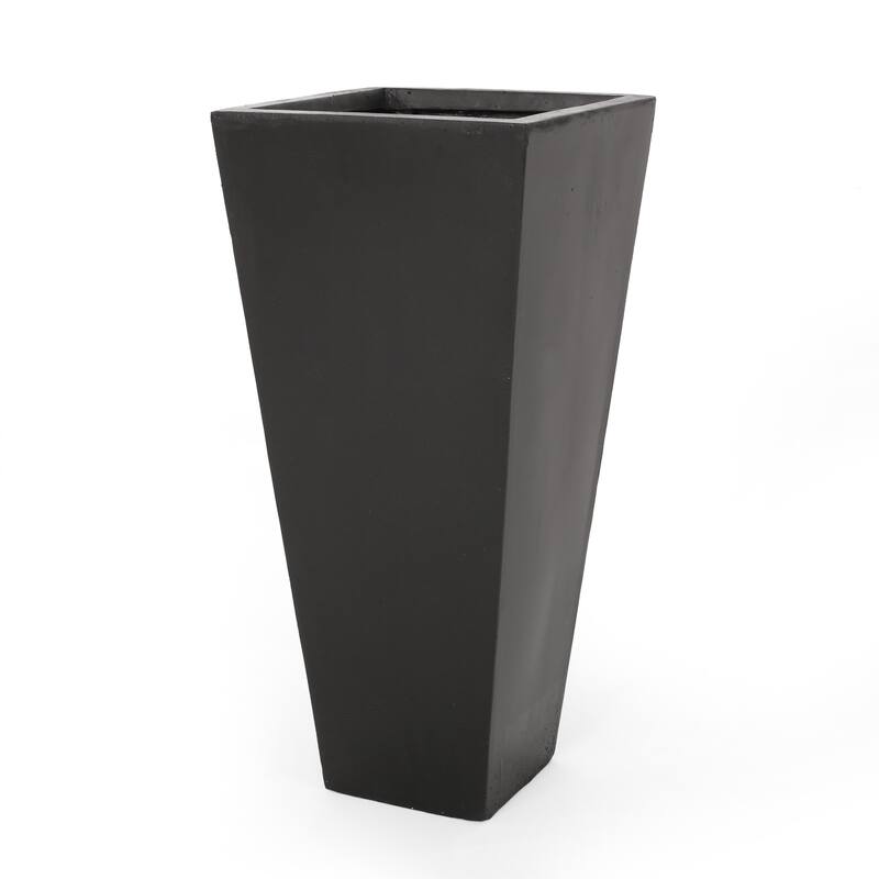 ELLA L 13 Tall Black Magnesium Oxide Planter 13x13x28.5 Inch Tapered Outdoor Modern Garden