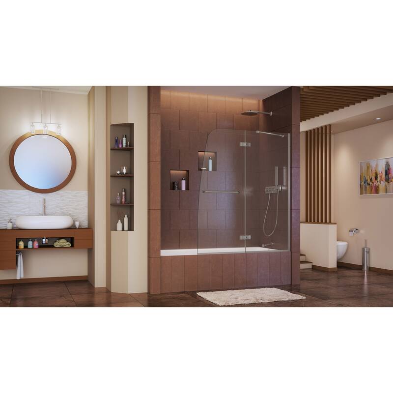 DreamLine Aqua Ultra 48 in. W x 58 in. H Frameless Hinged Tub Door - 48" W - 48" W