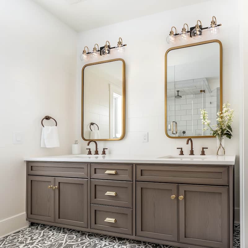 Modern Black Gold Bathroom Vanity Lights Globe Glass Wall Sconce