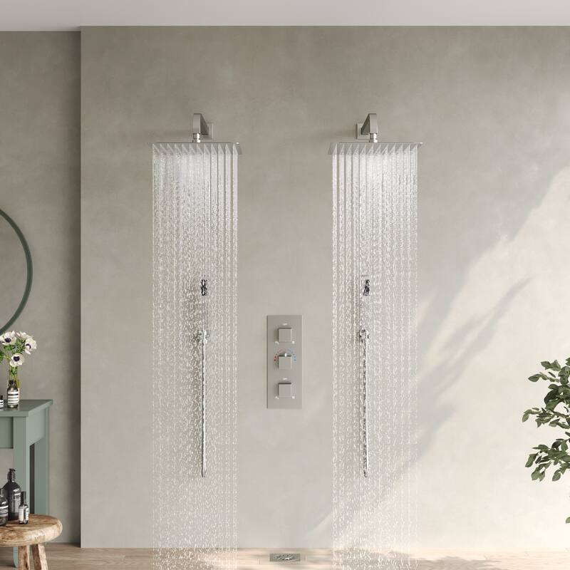 EVERSTEIN Dual Shower System 12" Rain Shower Head with High Pressure Handheld Sprays