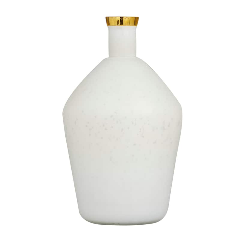 White or Blue Glass Vase with Gold Rim