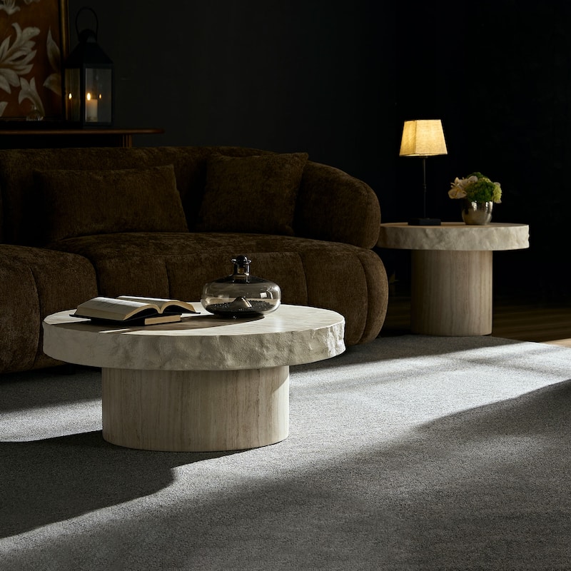 Faux MARS Textural Patterns Coffee Tables for Living Room, No Need Assembly
