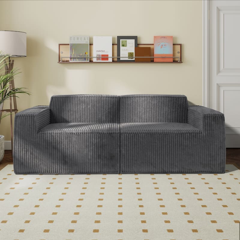 Furniture of America Navir Modern 2-Piece Chenille Foam Modular Loveseat