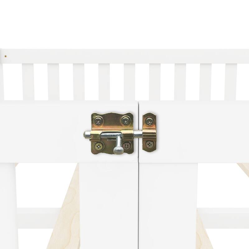 Children's Twin/Full/Queen Floor Bed with Removable Door and Guardrails, Safe and Sturdy Pine Wood Construction