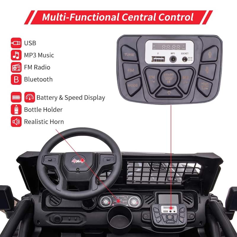 24V 2 Seats Kids Ride Extra Large Seat Wide Truck