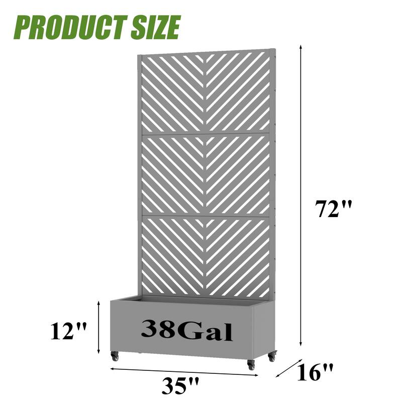 Raised Garden Bed Planter with Trellis Movable Planter Box with Lockable Wheels