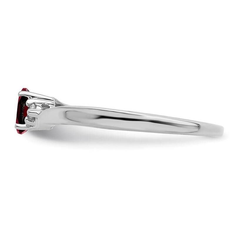 Curata 925 Sterling Silver Rhodium Plated Garnet Ring