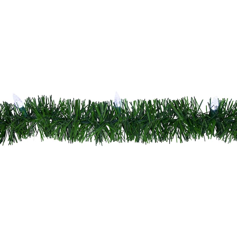 18' Pre-Lit Pine Artificial Christmas Garland - Pure White LED Faceted Lights