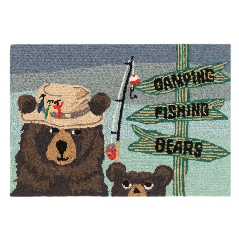 Liora Manne Frontporch Fishing Bears Indoor/Outdoor Rug - 1'8" x 2' 6"