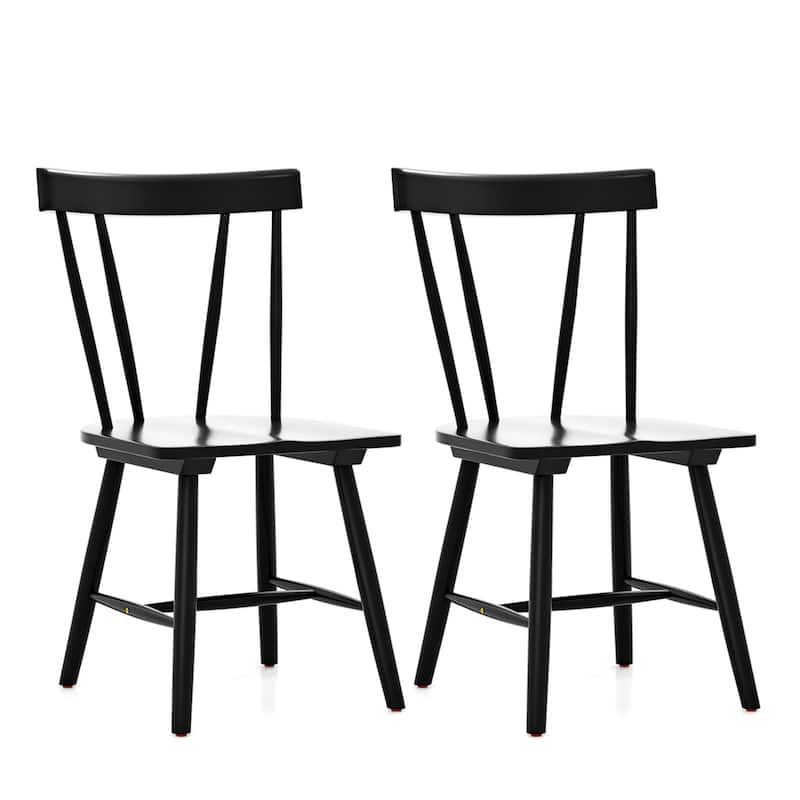 Costway Dining Chairs Set of 2 Windsor Chairs Wood Armless Chairs with - See Details - Black